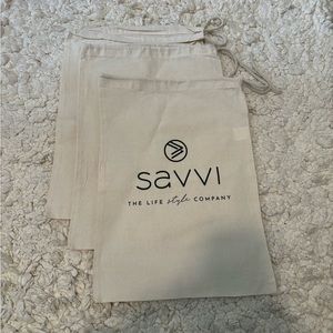 Savvi Lifestyle Co. Cream Drawstring Woven Gift Bags Bundle of 3 NWOT